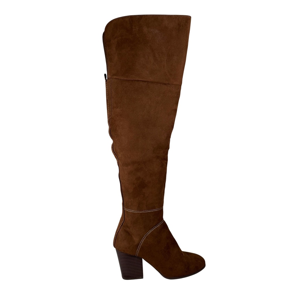Jasmin Brown Faux Suede‎ Over The Knee Boots Womens 7.5M Block Heel